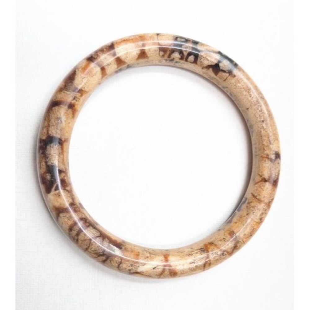 Vintage Tiger Sponge Coral Bangle Bracelet Natural Brown Cream Black Chunky 34g